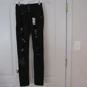 NWT HECTIK NATALIA Distressed Black Skinny Jeans 0